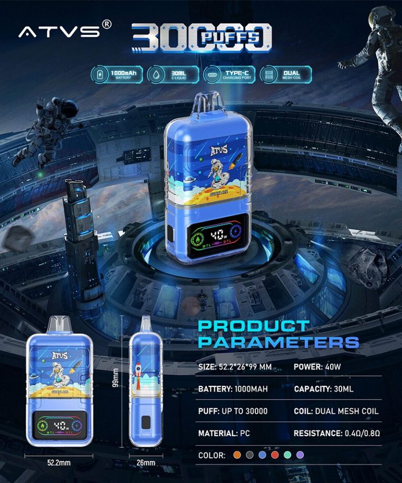 ATVS 30000 30K Puffs Original DTL/MTL Modes LCD Display Disposable Vape