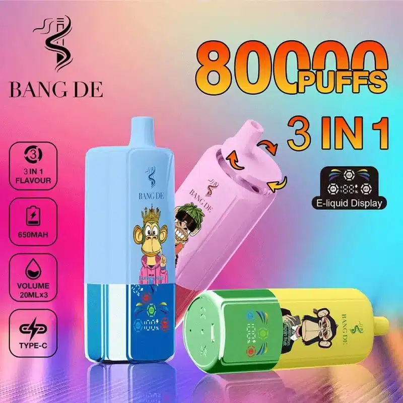 Bang DE 80000 80k Puffs 3 in 1 Flavors Newest Original Rechargeable LCD Display Disposable Vape - Image 2
