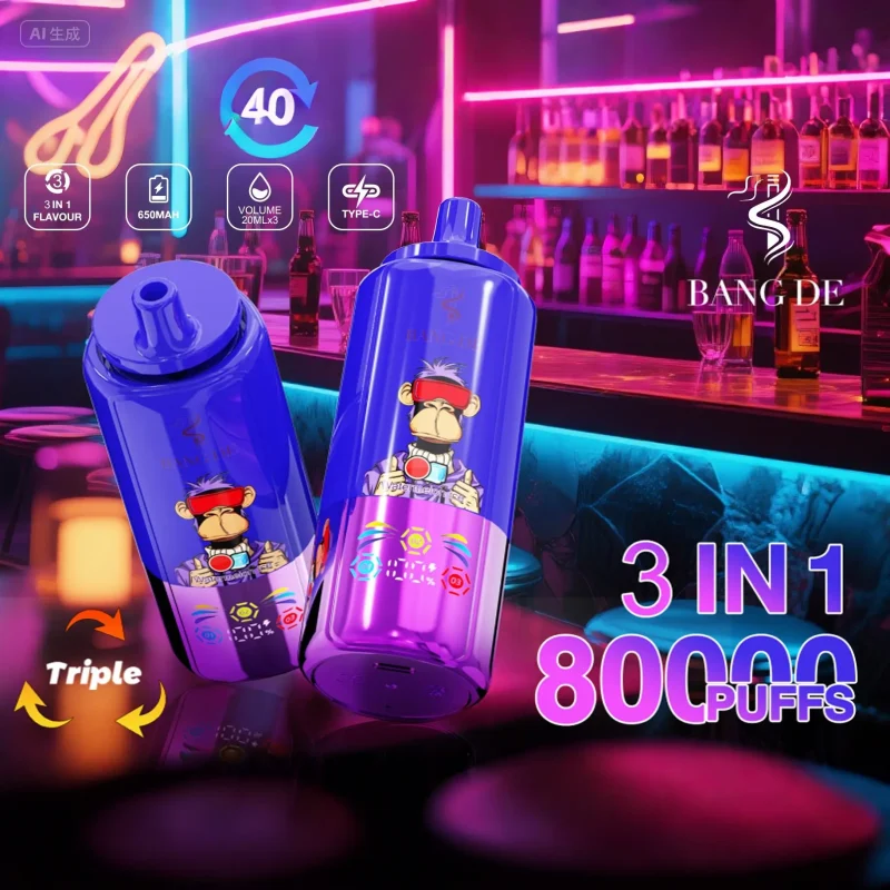Bang DE 80000 80k Puffs 3 in 1 Flavors Newest Original Rechargeable LCD Display Disposable Vape - Image 6